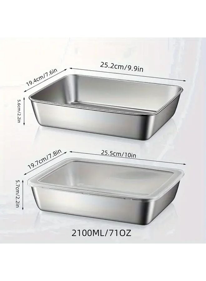 6 Piece Stainless Steel Food Storage Container Set Stackable Microwave Safe Leak Proof - Image 3